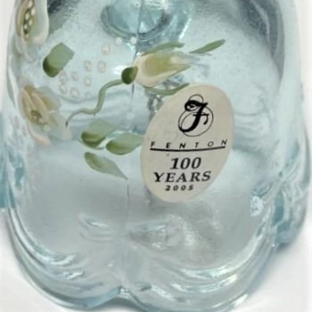 Fenton Glass Blue Hand-painted Bell with Flowers, 100 Years! - Picture 7 of 10
